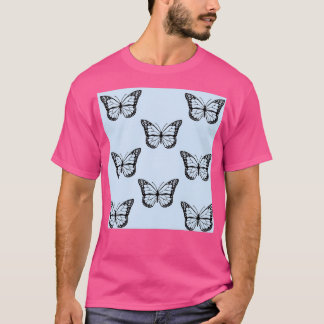 T-shirt Papillons noirs et bleus