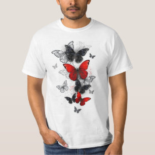T-shirt Papillons noirs et rouges volants
