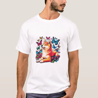T-shirt Papillons Shiba Inu Chien
