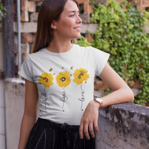 T-shirt Papillons Tournesol Mignons Foi Espoir Amour