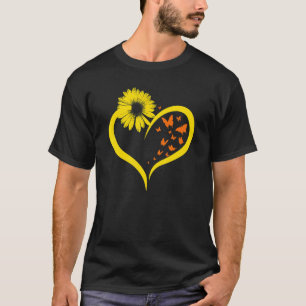 T-shirt Papillons Tournesols Cœur Hippie Nature Vintage