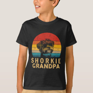 T-shirt Papou de Shorkie Rétro Amoureux des Chiens Patte P