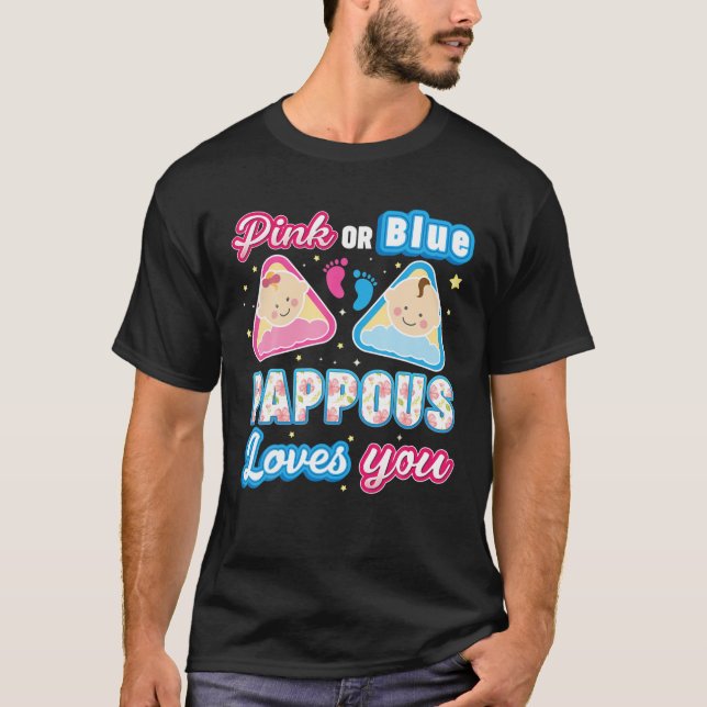 T-shirt Pappous Rose ou Bleu Vous Aime Révéler Le Genre Bé (Devant)