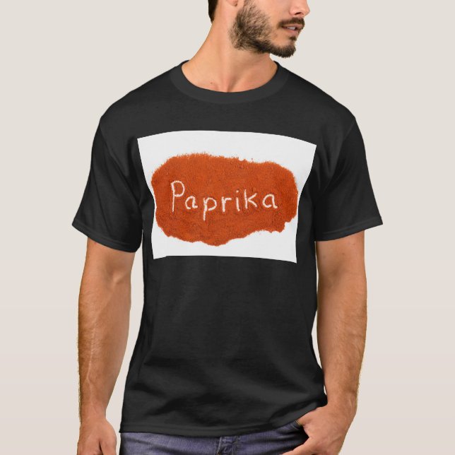T-shirt Paprika de mot écrit dans la poudre de paprika (Devant)