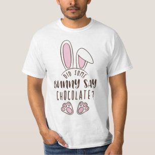 T-shirt Pâques Est-Ce Qu'Un Lapin Dit Chocolat Pun Mignonn
