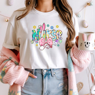 T-shirt Pâques Infirmière Tee; Mignonnes Oreilles Bunny &