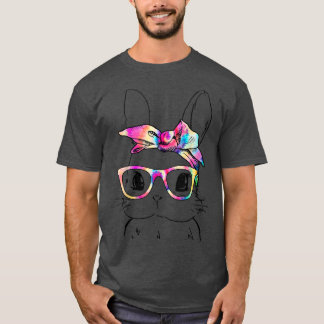 T-shirt Pâques Jour 2022 Jote Bunny Visage Tie Dye Lunette