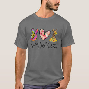 T-shirt Pâques Jour de Paix Amour Pâques Lapin Léopard Fle