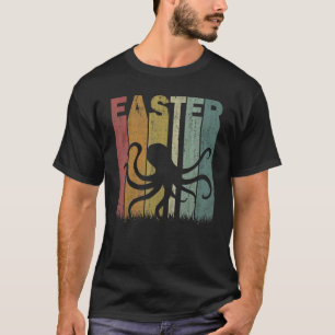 T-shirt Pâques Jour Octopus Retro Graphisme Funny Coût Pâq