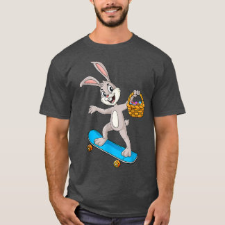 T-shirt Pâques Jour Rabbit équitation Un Skateboard Garçon