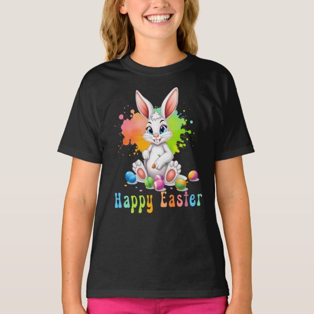 T-shirt Pâques joyeuses, Pâques jolies et colorées (Devant)