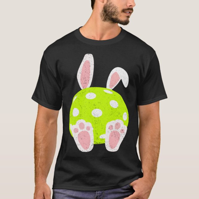 T-shirt Pâques Pickleball Bunny Oars Ball mignonne Rabbit  (Devant)