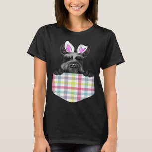T-shirt Pâques Plaid Giant Schnauzer Bunny Chien Dans Poch