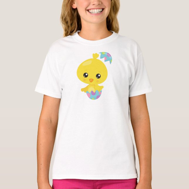 T-shirt Pâques, Poulet mignon, Poulet de Bébé, Oeufs de Pâ (Devant)