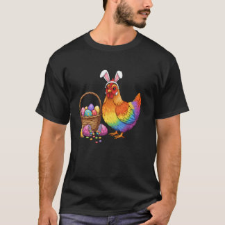 T-shirt Pâques Poulet Oreilles de Lapin Œufs Graphique Hom