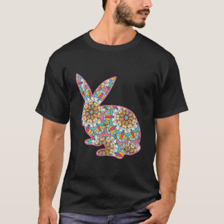 T-shirt Pâques Pour Femmes Fleurs De Lapin Pâques Mignonne