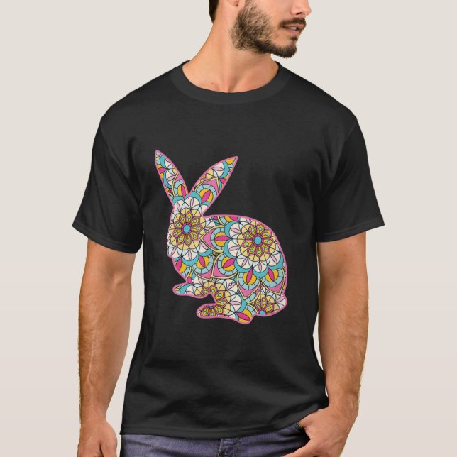 T-shirt Pâques Pour Femmes Fleurs De Lapin Pâques Mignonne (Devant)