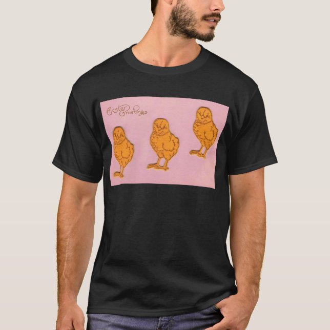 T-shirt Pâques Salutations Chicks rose (Devant)