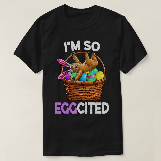T-shirt Pâques Sloth Bunny Panier Oeufs Hommes Femmes Enfa (Design devant)