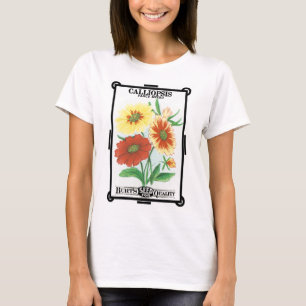 T-shirt Paquet de semences vintage Art Étiquette, Fleurs C