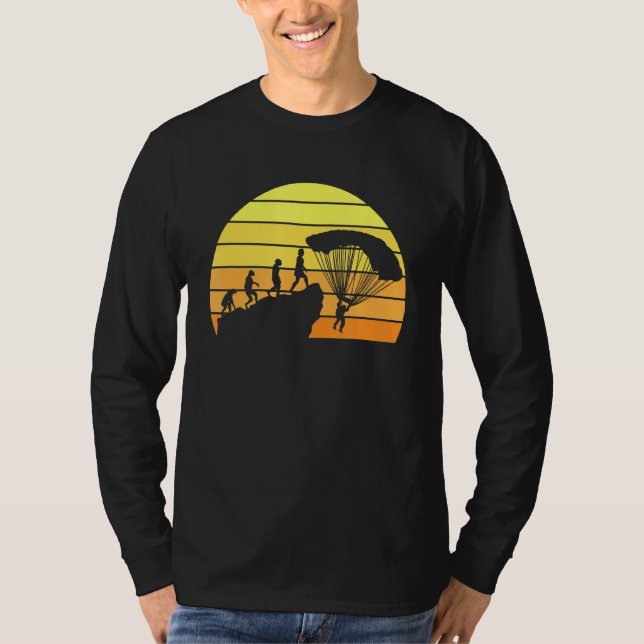 T-shirt Parachute d'évolution Retro Sunset Art (Devant)