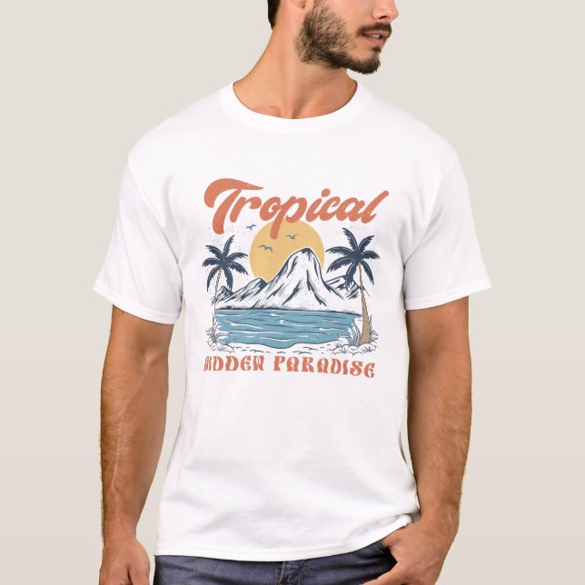 T-shirt Paradis caché tropical (Devant)
