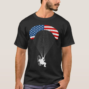 T-shirt Paramotor Pilot USA American Flag Paroto Vintage