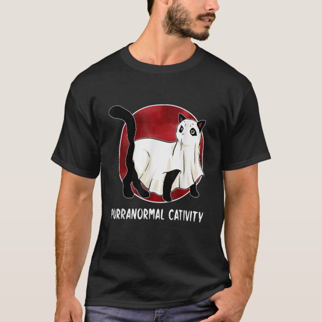 T-shirt Paranormal Cativity Cat Lover Spooky Ghost Kitten  (Devant)