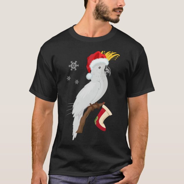 T-shirt Parapluie Cockatoo Santa Hat Noël drôle (Devant)