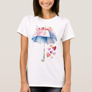 T-shirt Parapluie magique avec Coeurs
