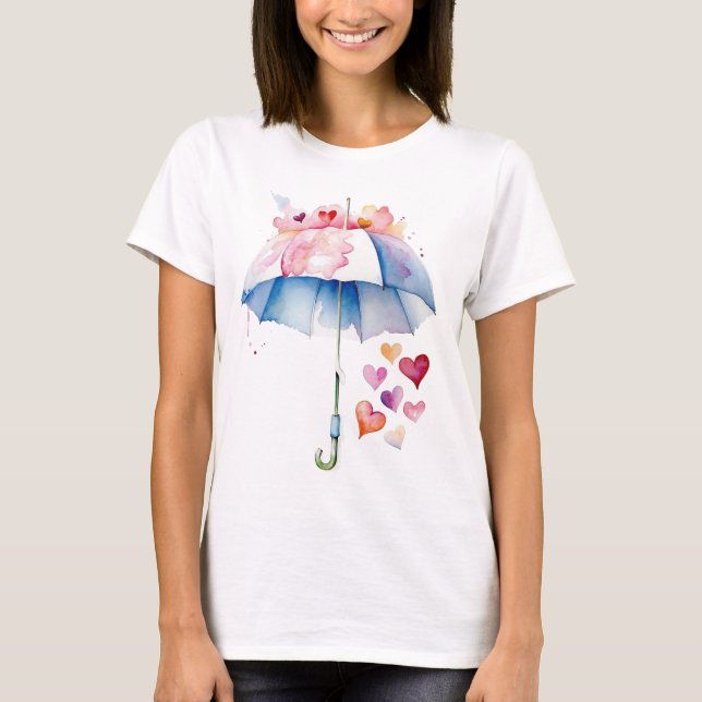 T-shirt Parapluie magique avec Coeurs (Devant)