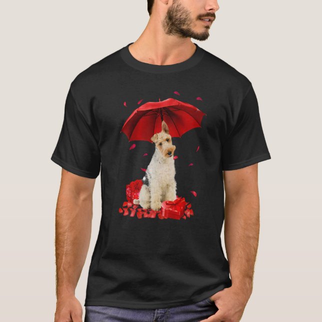 T-shirt Parapluie Terrier Fox Wire pour la Saint-Valentin  (Devant)