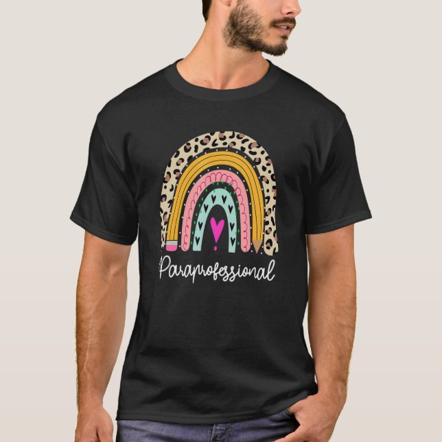 T-shirt Paraprofessionnel Leopard Rainbow Retour À L'École (Devant)