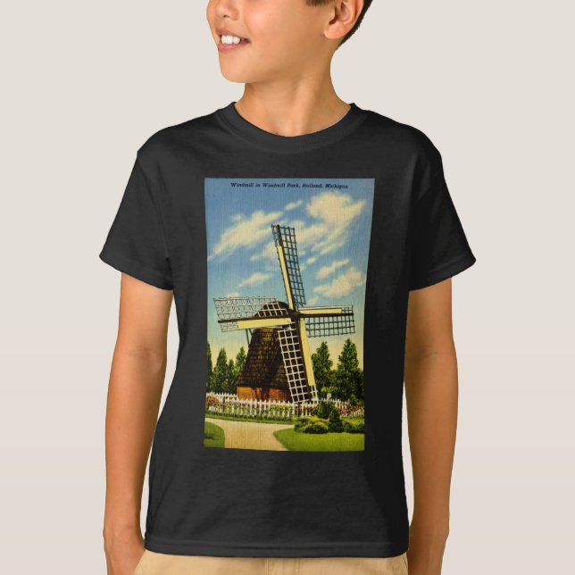 T-shirt Parc cru de Hollande, Michigan de moulin à vent (Devant)