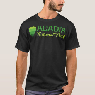 T-shirt Parc national Acadia Arrowhead Rétro Wordmark Gree