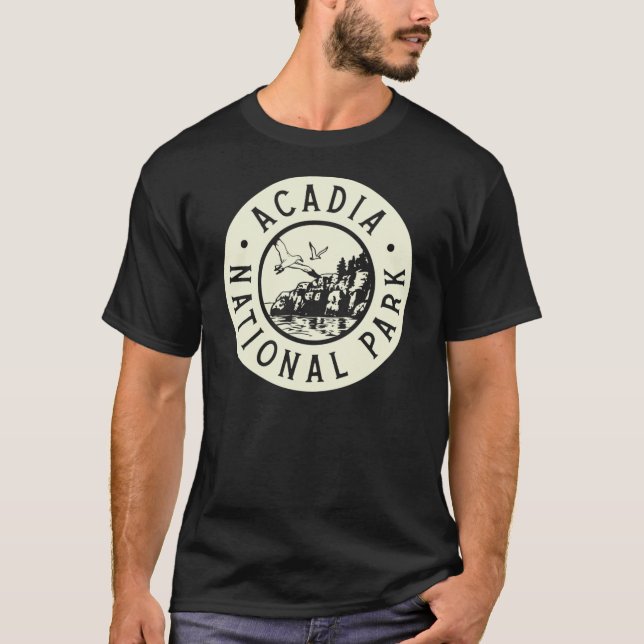 T-shirt Parc national Acadia Cercle Birds Tan (Devant)