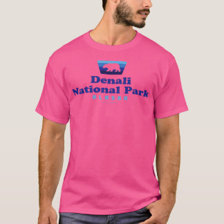 T-shirt Parc national de Denali Badge rétro Bear Blue