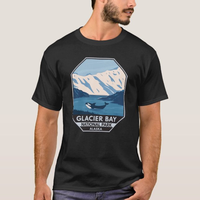 T-shirt Parc national de Glacier Bay Alaska Orca Art Vinta (Devant)