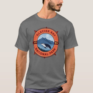 T-shirt Parc national de Glacier Bay Orca Compas rétro