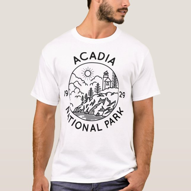 T-shirt Parc national de l'Acadie Cool Black Line Art Outd (Devant)