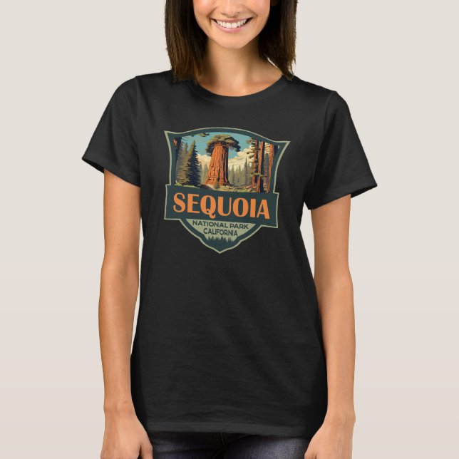T-shirt Parc national de Sequoia Illustration Rétro (Devant)