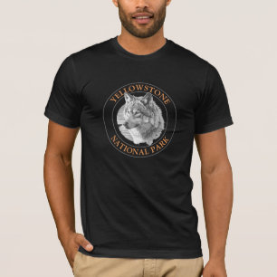 T-shirt Parc national de Yellowstone, Gray Wolf Art, Cercl