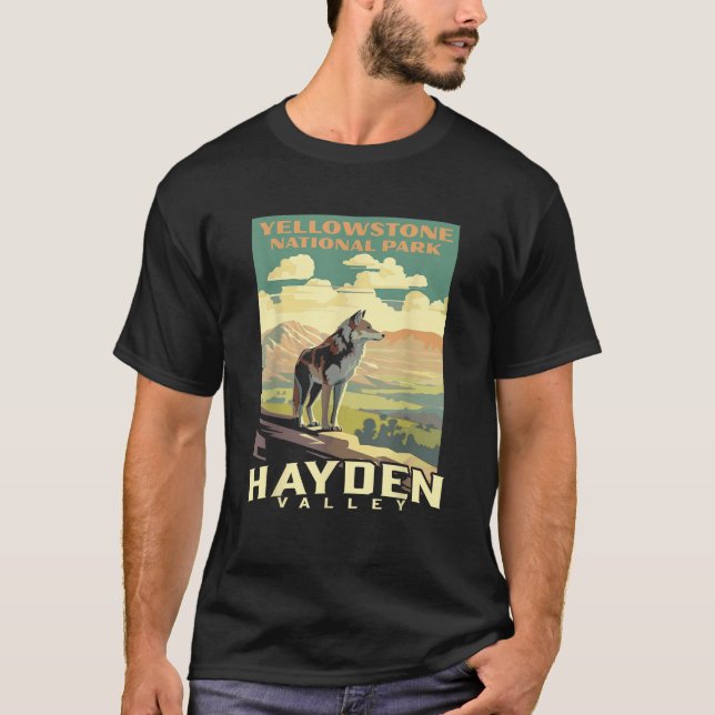 T-shirt Parc national de Yellowstone Hayden Valley Wolf WP (Devant)