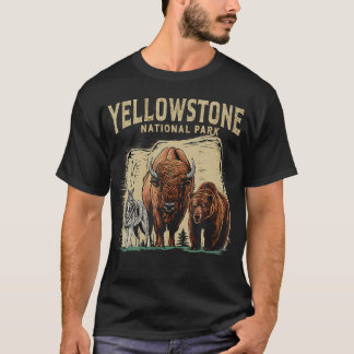 T-shirt Parc national de Yellowstone Loup et Bison 90S