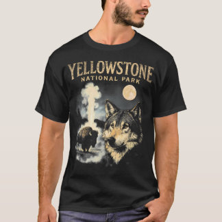 T-shirt Parc national de Yellowstone Loup et Bison des ann