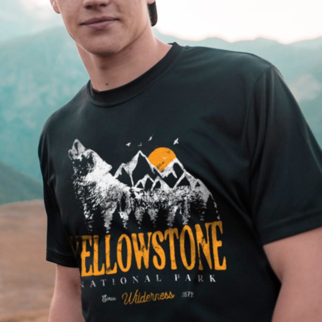 T-shirt Parc national de Yellowstone Montagnes Wolf Vintag (Créateur téléchargé)
