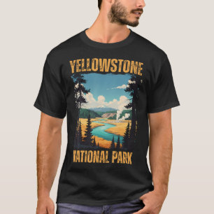 T-shirt Parc national de Yellowstone Randonnée Camping Vin