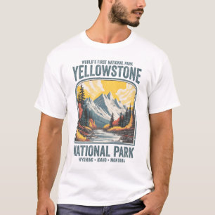 T-shirt Parc national de Yellowstone Randonnée Vintage Cam