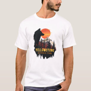 T-shirt Parc national de Yellowstone, Wolf Orange Sunset A