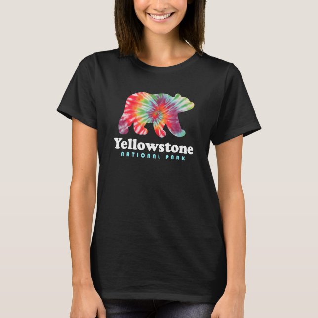 T-shirt Parc national de Yellowstone Wyoming Bear Tie Dye  (Devant)